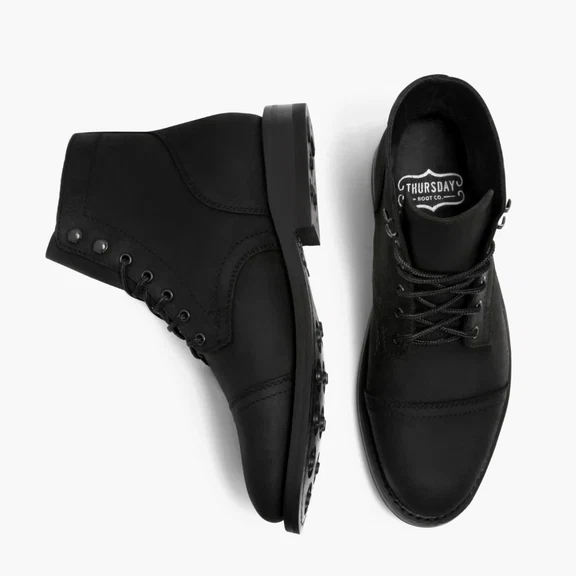 Captain Black Leather Lace-Up Boots - Image 2